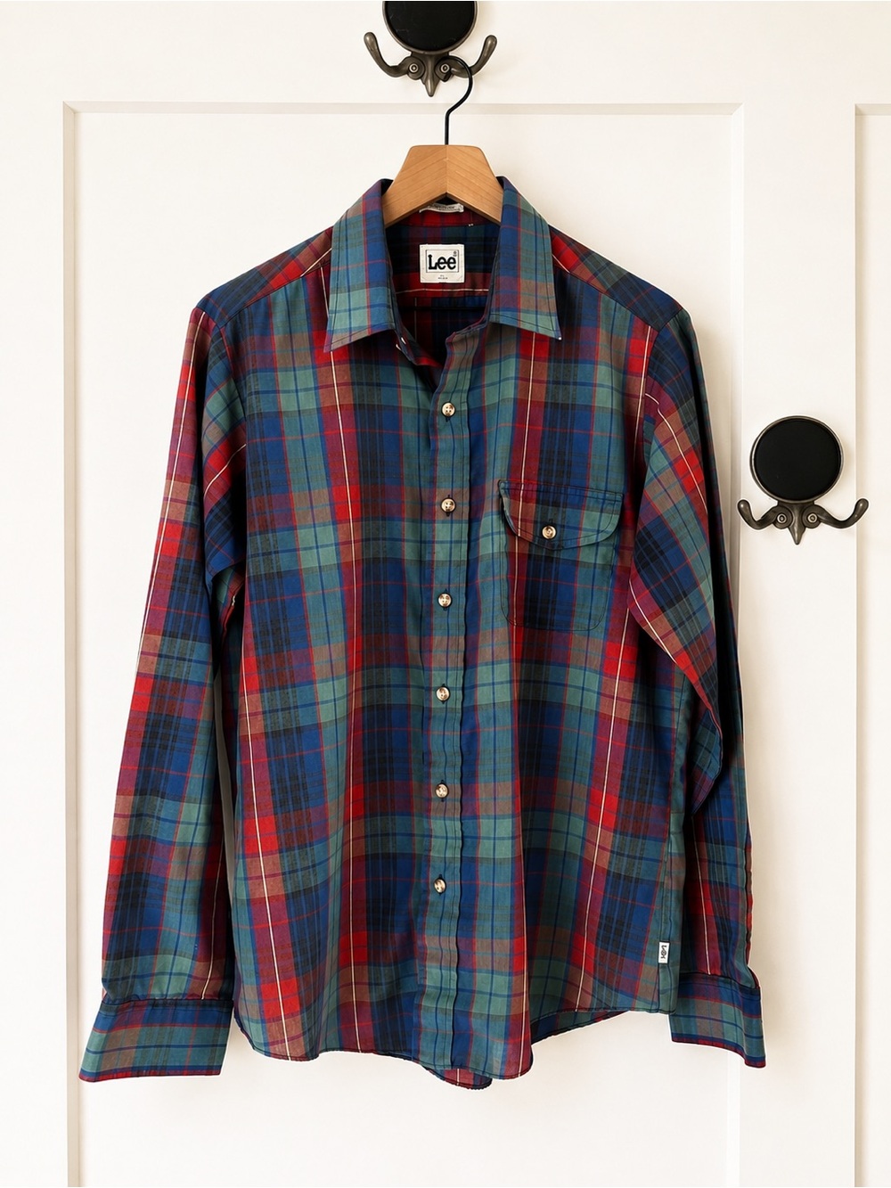 Vintage Lee Plaid Button Up Shirt Soft Lightweight Flannel Men’s